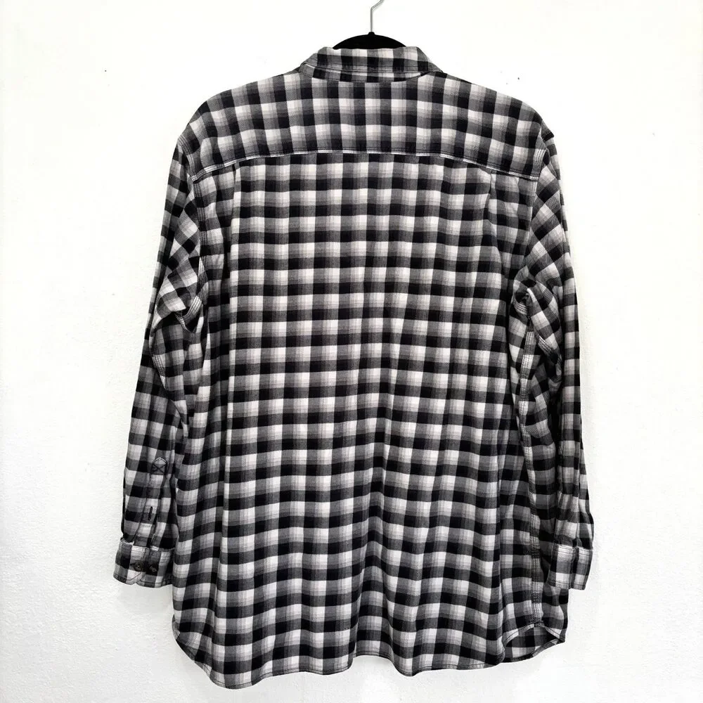 Carhartt Mens Plaid Button Up Shirt 3XT Relaxed Fit Gray Utility Workwear - Picture 2 of 8